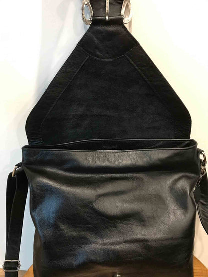 Black Celtic leather Crossbody Bag
