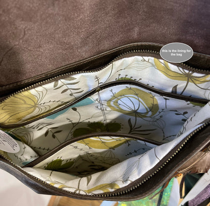 Cowhide Celtic Leather Crossbody, wide strap, vintage brown leather, OOAK IN STOCK