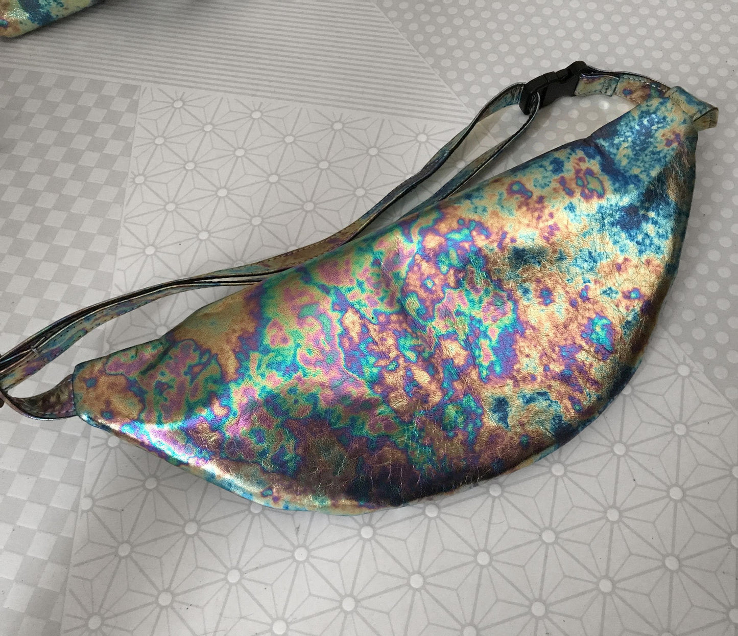 Bum Bag, Oil slick Leather Waist Bag
