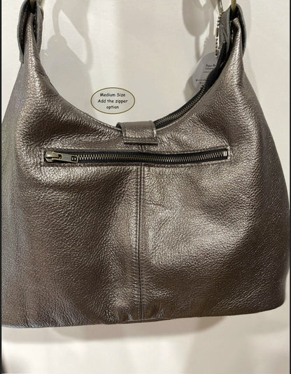 Metallic Purple Italian Hobo, soft premium leather