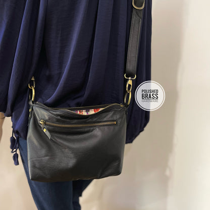 Small Black Leather shoulder crossbody bag