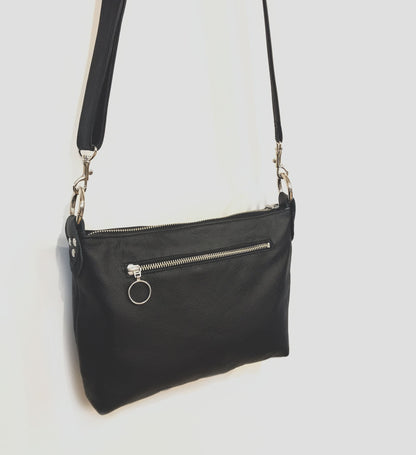 Small Black Leather shoulder crossbody bag