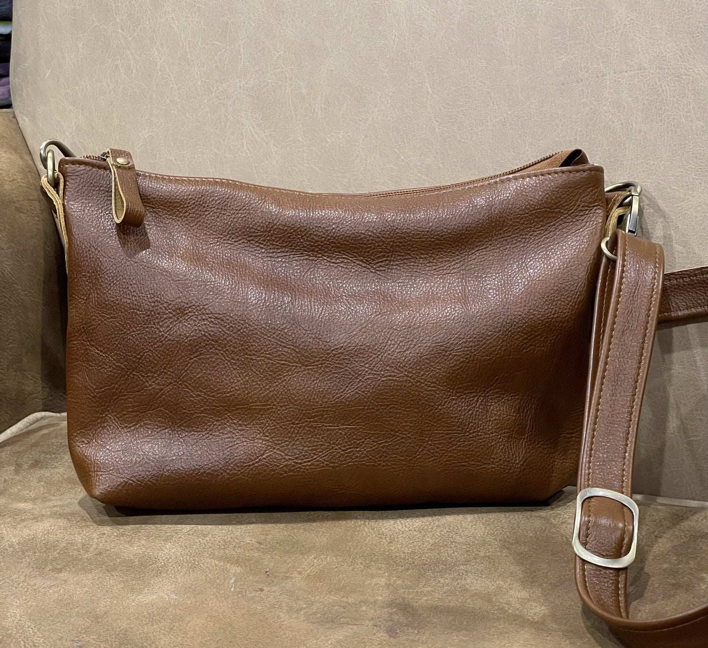 Dark Tan Caramel Leather Crossbody bag