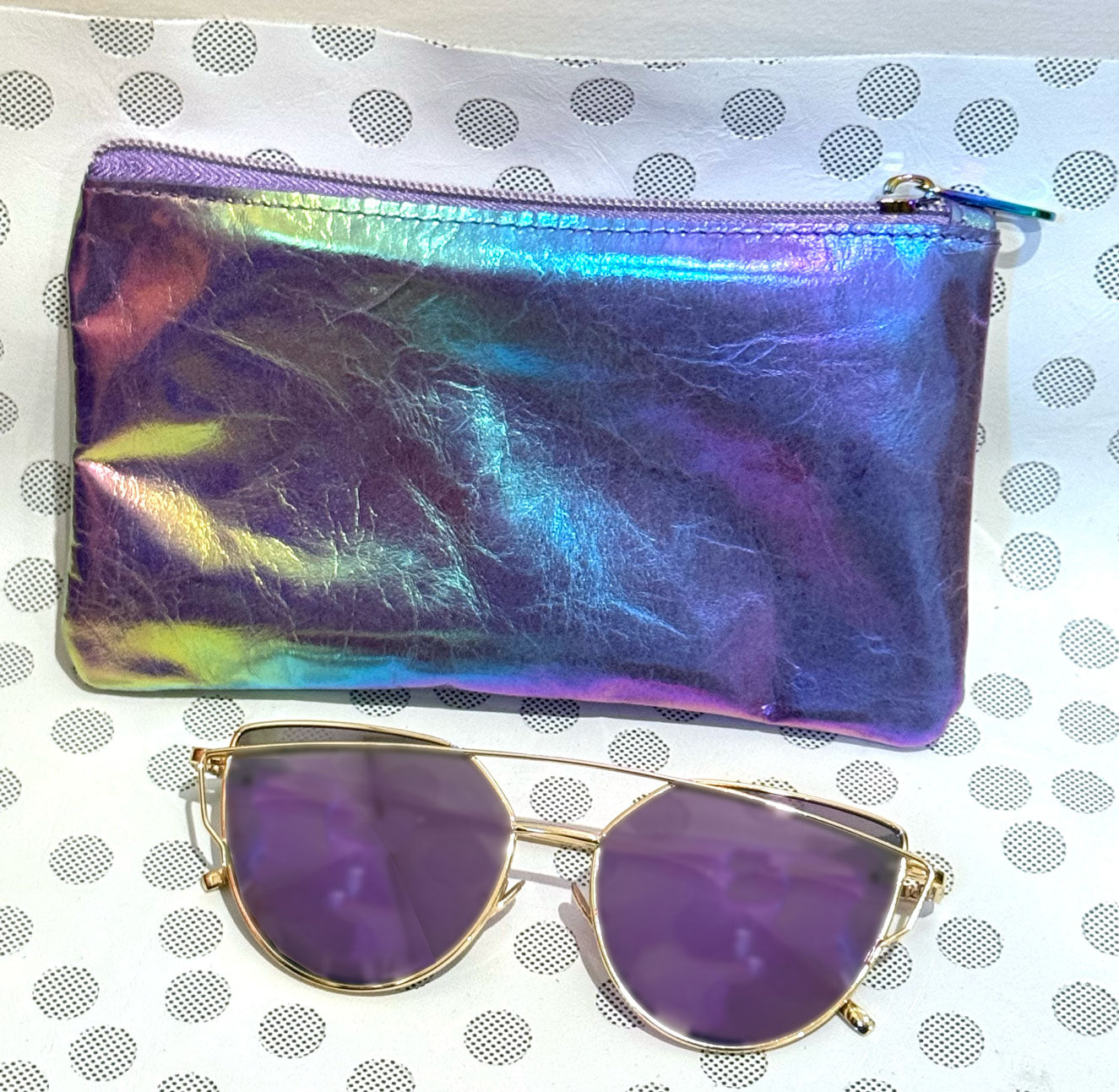 Rainbow Aurora Australis Metallic coin purse, coin purse pouch with easy glide zipper