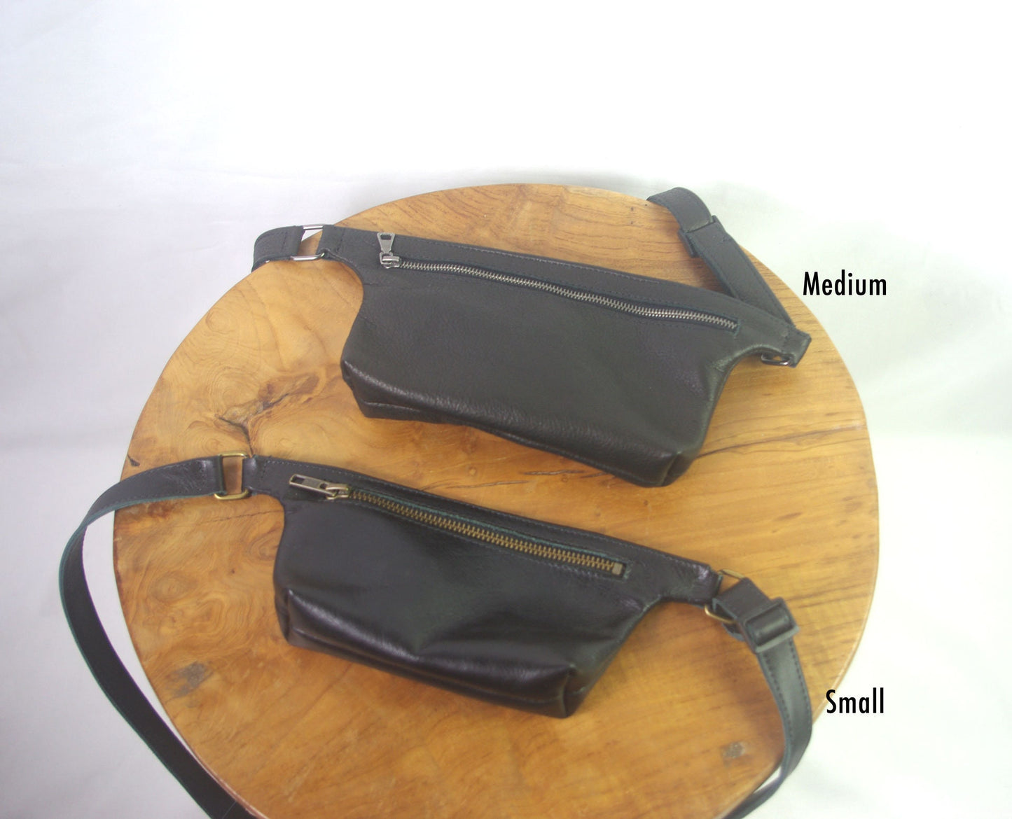 Metallic turquoise Leather waist bag, Soft pebble leather