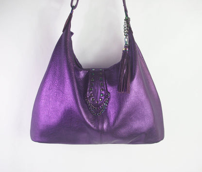 Rainbow hardware Metallic Purple Italian Hobo