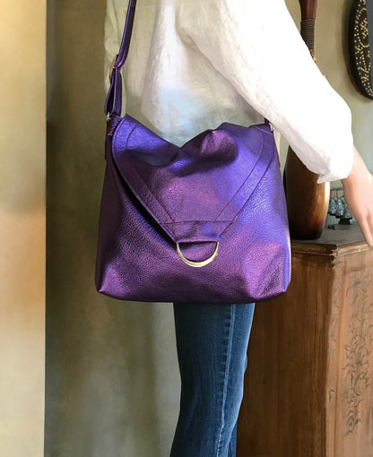 Metallic Purple leather Shoulder bag, or Crossbody