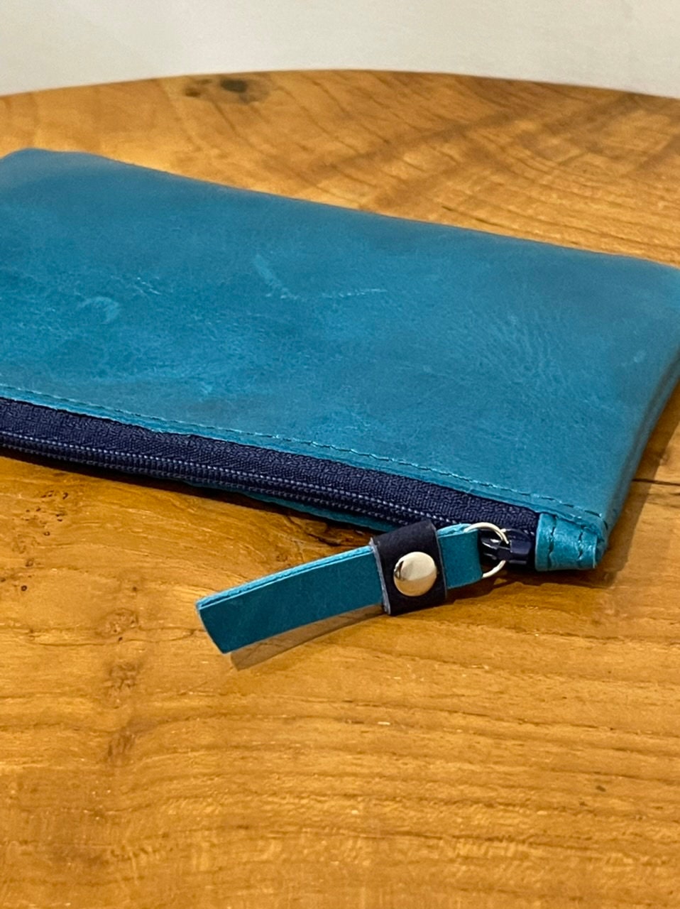 Vintage Teal leather coin purse