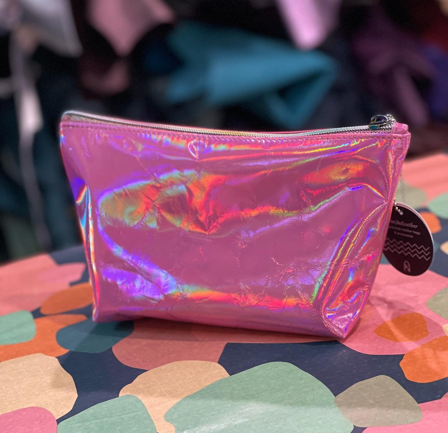 Holographic patent pink Leather makeup purse leather gift