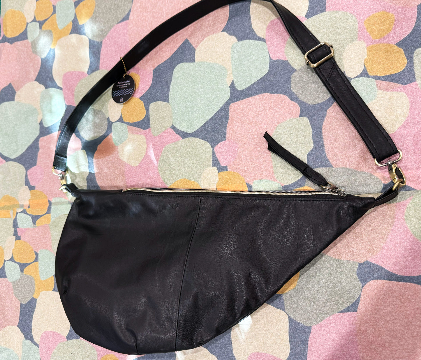 Black Crescent bag, super soft black Leather