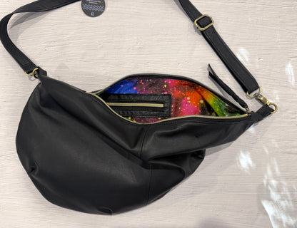 Black Crescent bag, super soft black Leather