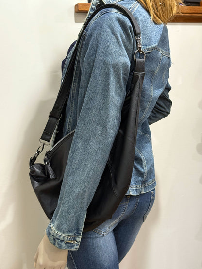 Black Crescent bag, super soft black Leather