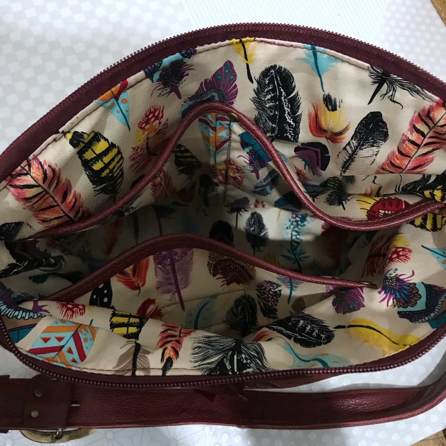 Burgundy vintage cowhide leather crossbody