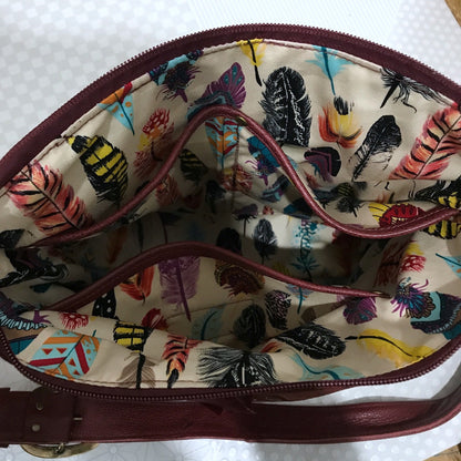 Burgundy vintage cowhide leather crossbody