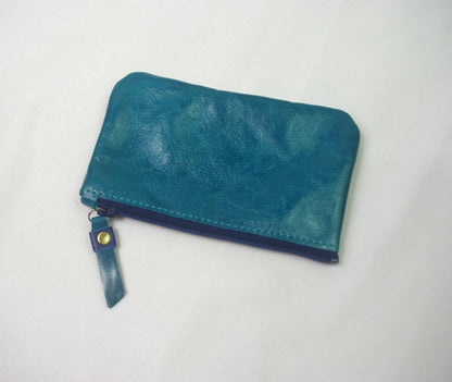 Vintage Teal leather coin purse