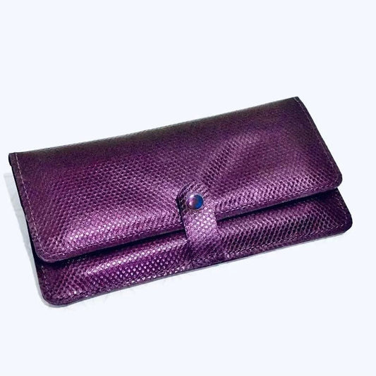 Metallic Purple Leather Wallet Purse with zipper, Italian leather