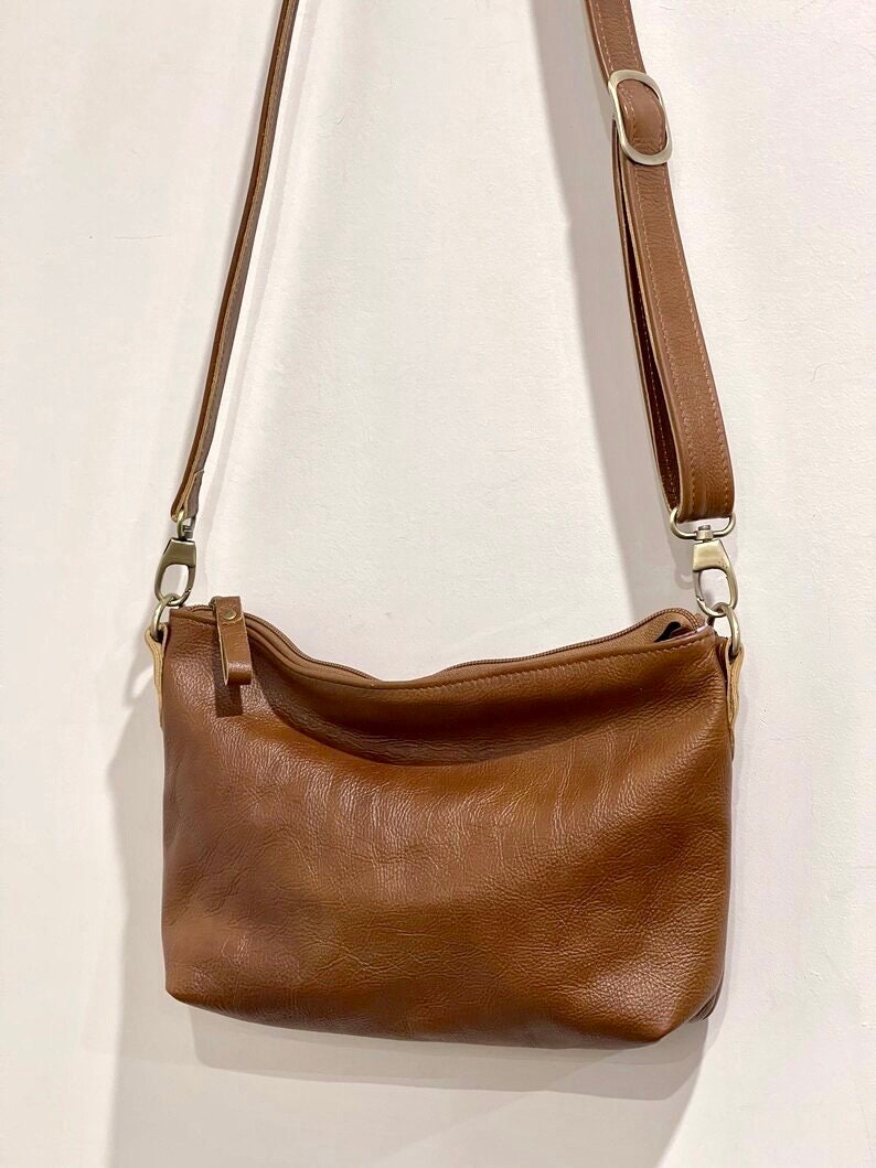 Dark Tan Caramel Leather Crossbody bag