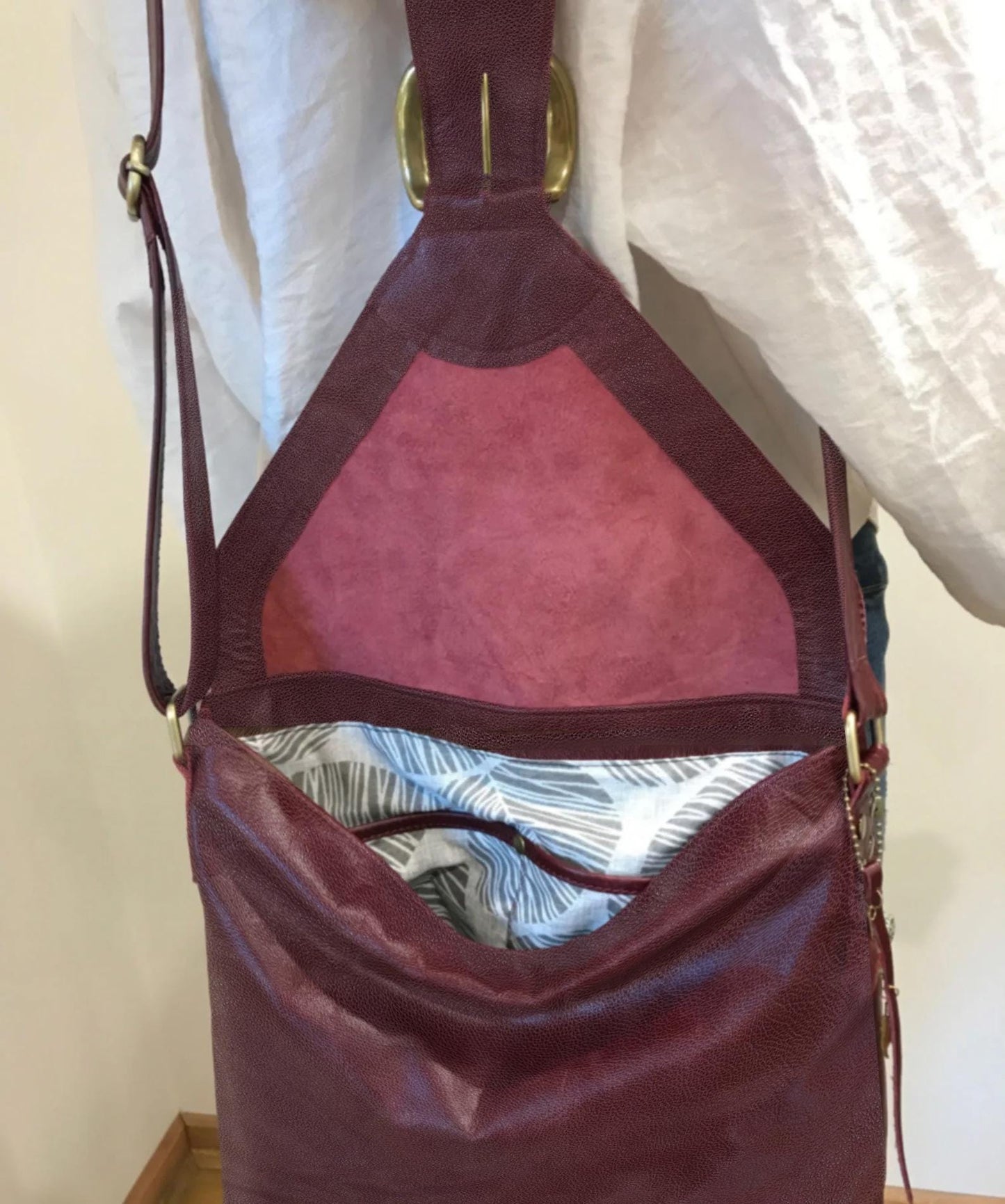 Burgundy Leather Bag with flap
