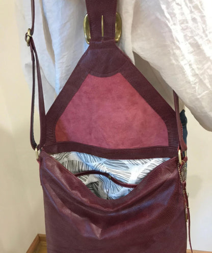 Burgundy Leather Bag with flap