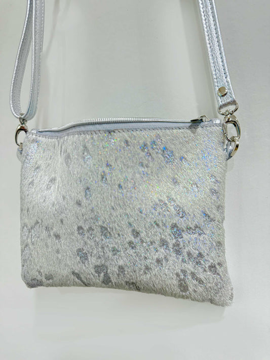 Silver glittery crossbody bag 