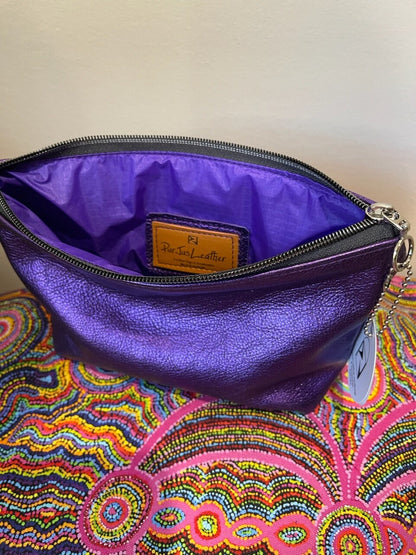 Metallic Purple makeup Purse, or wristlet