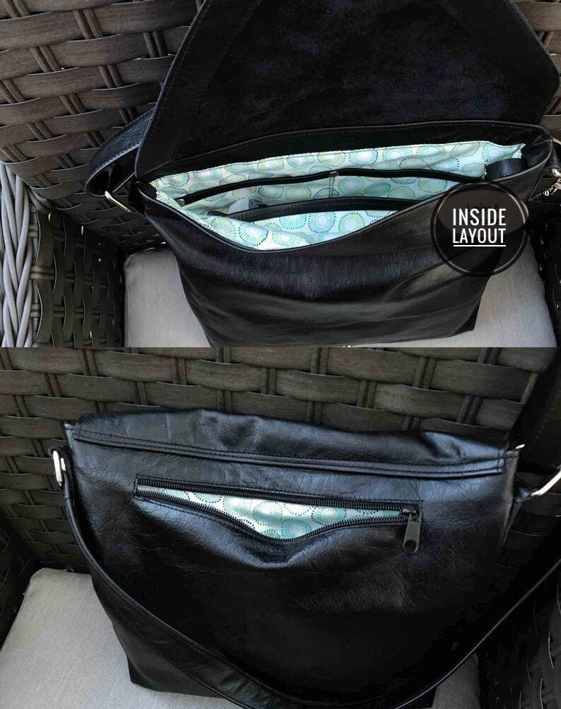 Black Celtic leather Crossbody Bag