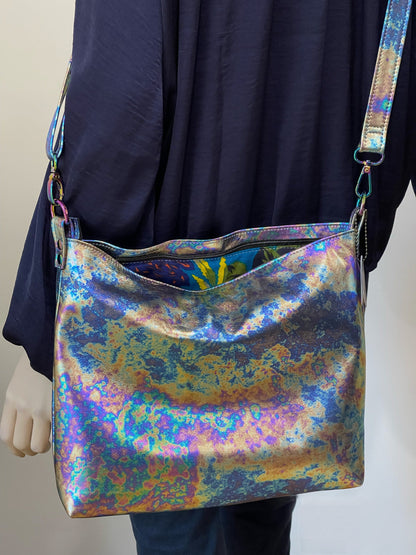 Metallic Oil Slick crossbody Leather bag