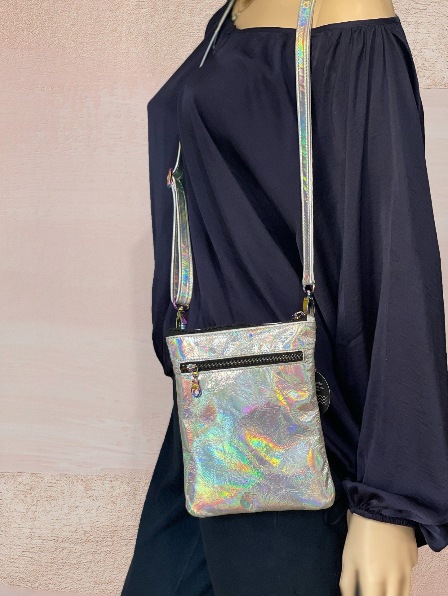 Small Holographic Leather Crossbody Bag