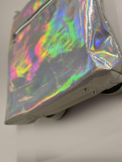Holographic Silver leather backpack and tote