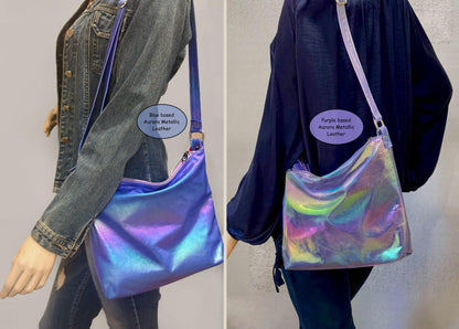 Aurora Rainbow blue tone Leather Wallet Purse or wristlet