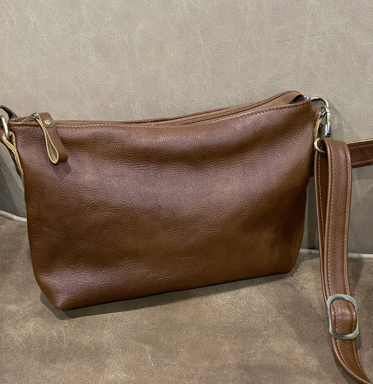 Dark Tan Caramel Leather Crossbody bag