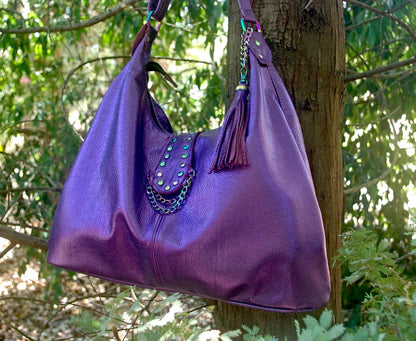 Rainbow hardware Metallic Purple Italian Hobo