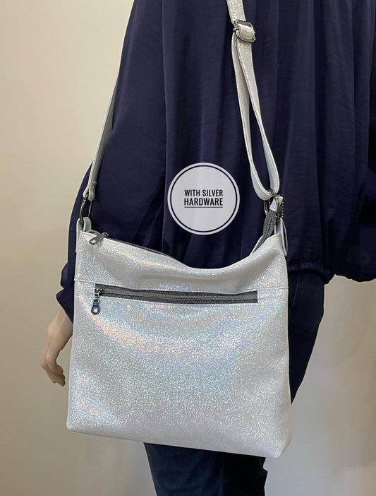 White Iridescent Silver crossbody bag