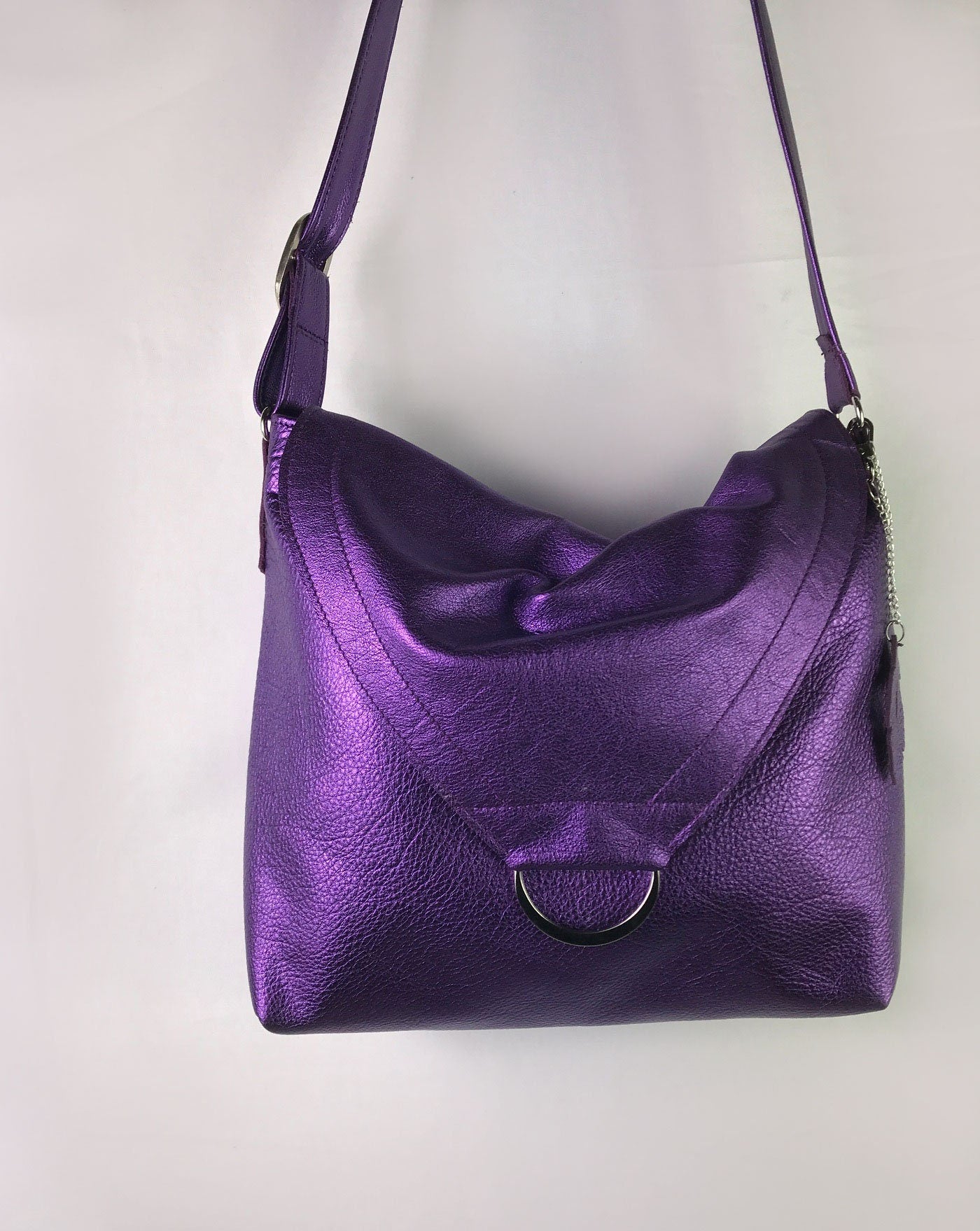 Metallic Purple leather Shoulder bag, or Crossbody