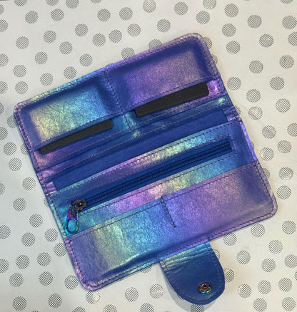 Aurora Rainbow blue tone Leather Wallet Purse or wristlet