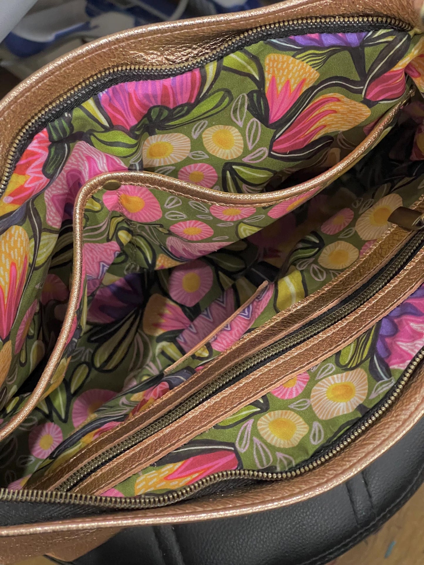 Metallic Purple Soft Italian Hobo, fine florentine design on surface, zip pockets