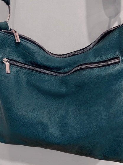 Teal Leather Crossbody Bag, Soft leather