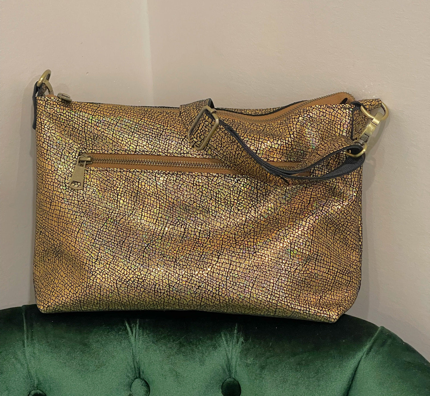Iridescent Gold soft crossbody bag