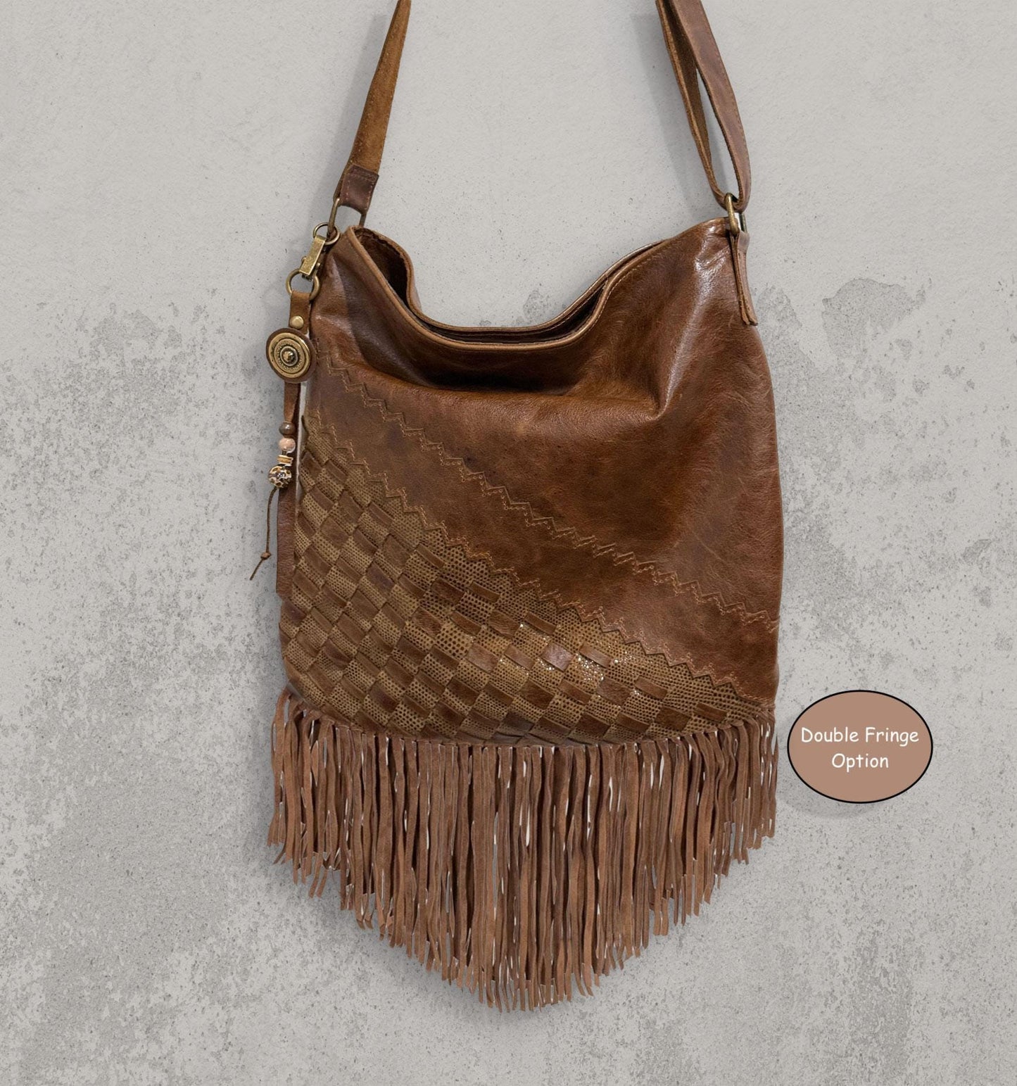 Hand woven vintaged chocolate brown leather crossbody Bag magnet close