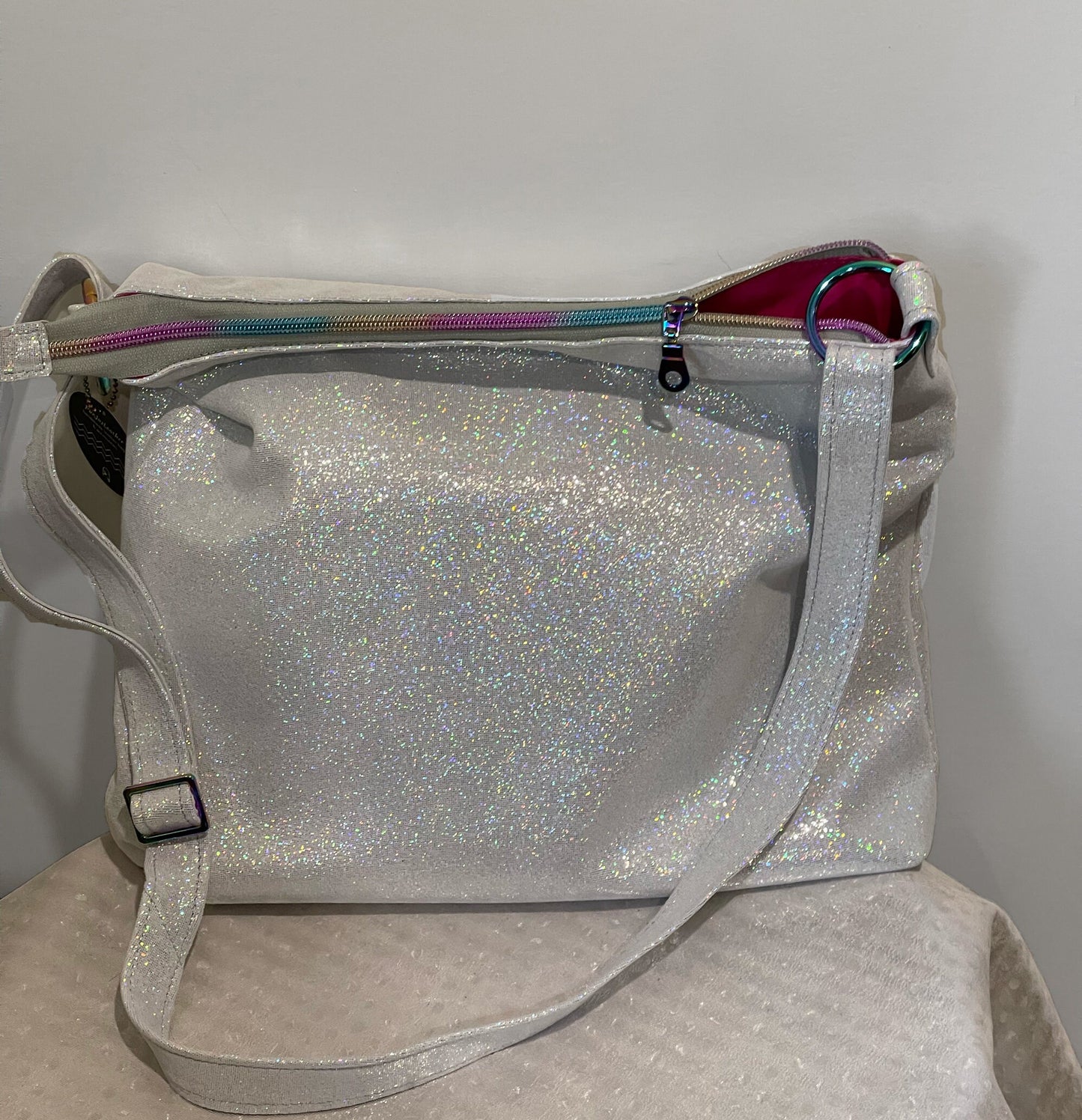 White Iridescent Silver crossbody bag
