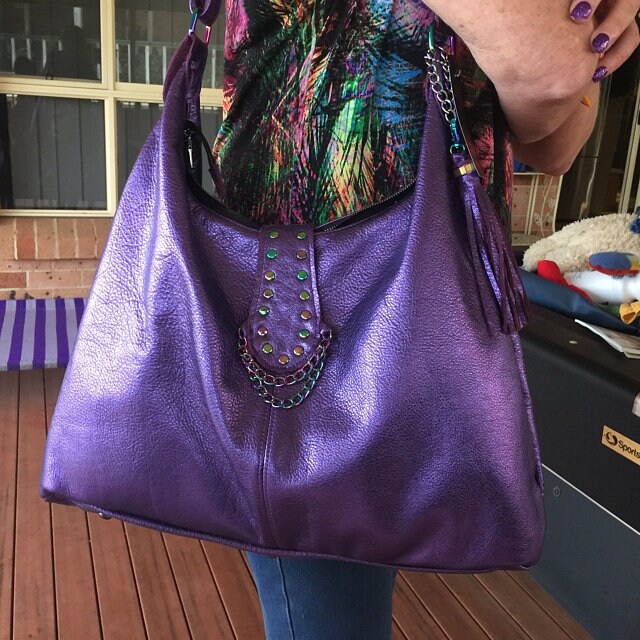 Rainbow hardware Metallic Purple Italian Hobo