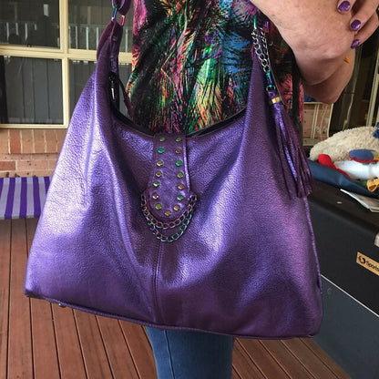 Rainbow hardware Metallic Purple Italian Hobo