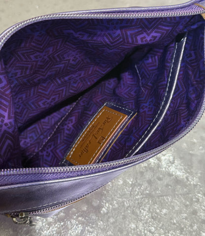 Lavender Metallic Leather Wristlet Clutch