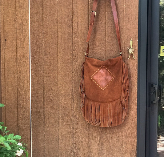 Suede Fringe Bag, Australian Leather hobo