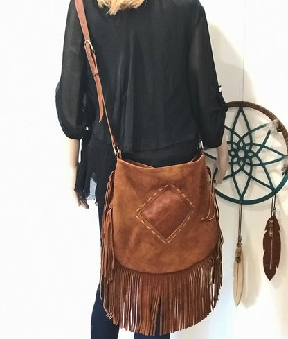 Suede Fringe Bag, Australian Leather hobo