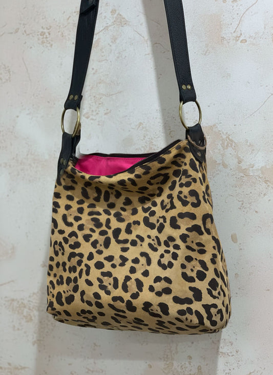 Leopard Print Leather Hobo Crossbody bag