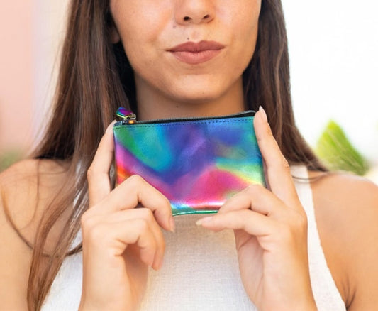 Aurora Borealis Genuine Leather Zipper Purse, coin purse, Northern Lights