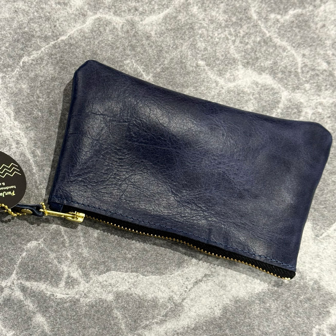 Vintage navy leather coin purse