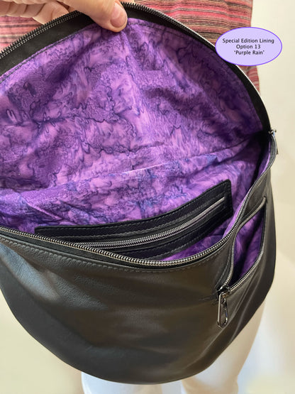 Metallic Purple Leather Sling bag, Italian Leather