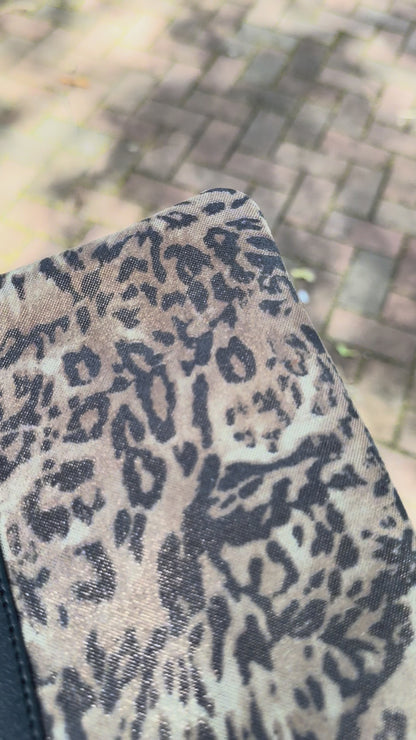 Leopard print shimmer leather Wristlet IN STOCK